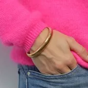 Bracelet jonc 68 mm - Largeur 10 mm - Acier inoxydable 304L Doré x1