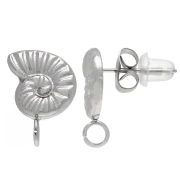 Clous d'oreilles coquillage 15x11 mm - anneau ouvert - Acier inox 304L x2