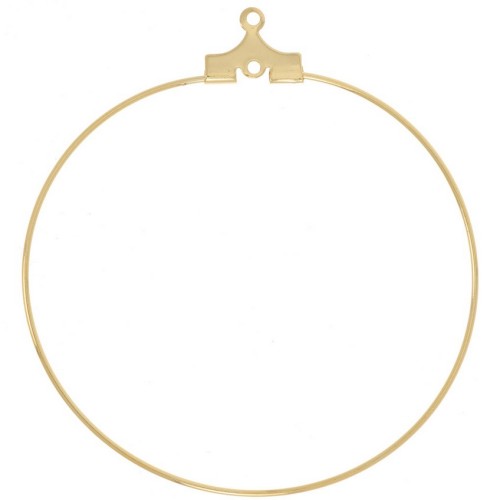 Supports boucles d'oreilles - Créoles 40 mm Doré à l'or fin x2