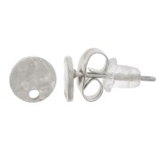 Clous d'oreilles ronds martelés 6 mm avec un trou - Acier inoxydable 304L x2