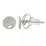 Clous d'oreilles ronds martelés 6 mm avec un trou - Acier inoxydable 304L x2