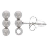 Clous d'oreilles barres 3 boules 12x4 mm avec un trou - Acier inox 304L x2