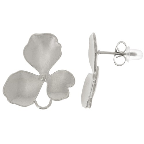 Clous d'oreilles fleurs 20x21 mm avec anneau fermé - Acier inox 304L x2