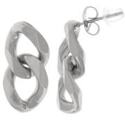 Boucles d'oreilles maille gourmette limée 22x11 mm - Acier inox 304L x2