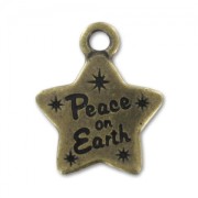 Breloque étoile Peace on Earth 19 mm bronze x1