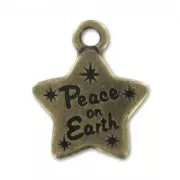 Breloque étoile Peace on Earth 19 mm bronze x1