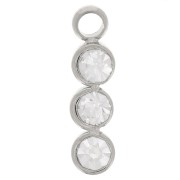 Breloque barre 11x3 mm avec 3 oxydes de zirconium - Acier inoxydable 304L x1