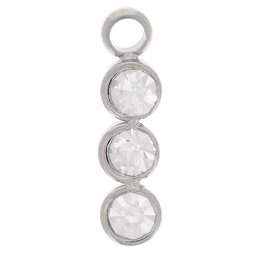 Breloque barre 11x3 mm avec 3 oxydes de zirconium - Acier inoxydable 304L x1