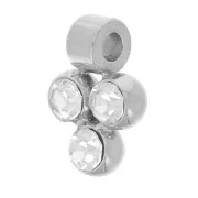 Mini breloque 8x6 mm avec 3 oxydes de zirconium - Acier inoxydable 304L x1