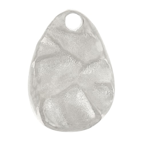 Breloque goutte irrégulière martelée 10x7 mm - Acier inoxydable 316L x1
