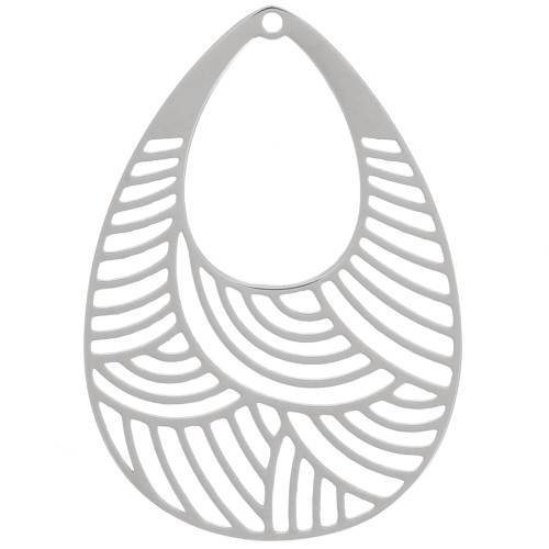 Pendentif goutte ajouré 30x21 mm - Acier inoxydable 316L x1
