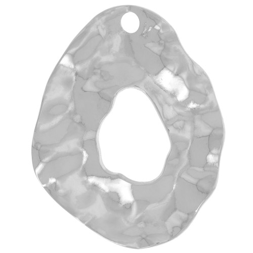 Pendentifs gouttes irréguliers martelés 31x25 mm - Acier inoxydable 304L x2