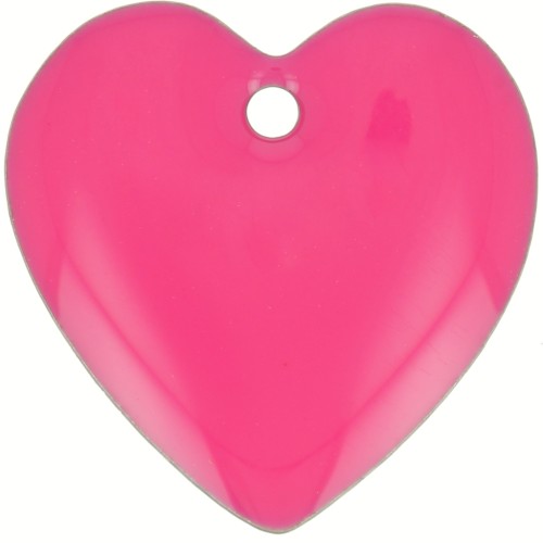 Sequins coeurs en métal et résine époxy 15 mm - Rose fluo x4