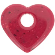 Pendentif coeur en acrylique opaque 27x30 mm - Rouge granit x1|raw }}