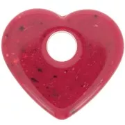 Pendentif coeur en acrylique opaque 27x30 mm - Rouge granit x1