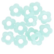 Perles fleur en acrylique transparente 14 mm - Marbré Turquoise x4