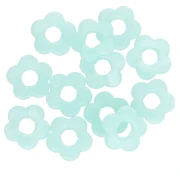 Perles fleur en acrylique transparente 14 mm - Marbré Turquoise x4