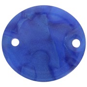 Intercalaire ovale en acétate transparent 22x20 mm - Bleu roi nacré x1