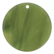 Pendentif rond 30 mm en acétate transparent - Marbré Olive x1
