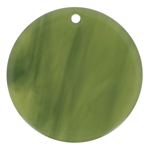 Pendentif rond en acétate transparent 30 mm - Marbré Olive x1