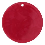 Pendentif rond 30 mm en acétate transparent - Marbré Rouge x1