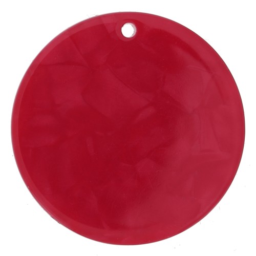 Pendentif rond en acétate transparent 30 mm - Marbré Rouge x1