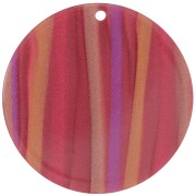 Pendentif rond en acétate opaque 40 mm - Rayé Multi-rouge nacré x1|raw }}