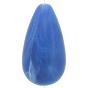 Perle poire en résine opaque 30x16 mm - Bleu royal marbré x1