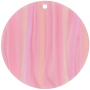Pendentif rond en acétate opaque 40 mm - Rayé Multi-rose nacré x1