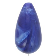 Perle poire en résine opaque 30x16 mm - Bleu marine marbré x1|raw }}