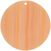 Pendentif rond en acétate opaque 40 mm - Rayé Multi-orange nacré x1