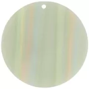 Pendentif rond en acétate opaque 40 mm - Rayé Multi-vert clair nacré x1