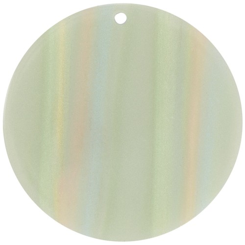Pendentif rond en acétate opaque 40 mm - Rayé Multi-vert clair nacré x1