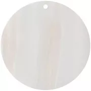Pendentif rond en acétate opaque 40 mm - Rayé Multi-Blanc nacré x1