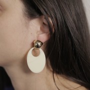 Pendentif ovale en acrylique opaque 45x32 mm - Vert bouteille x1