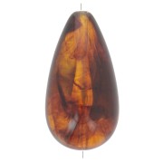 Perle poire en résine translucide 26x14 mm - Ambre marbré x1|raw }}