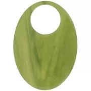Pendentif ovale en acétate transparent 45x32mm - Marbré Olive x1