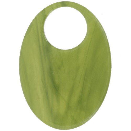 Pendentif ovale en acétate transparent 45x32mm - Marbré Olive x1