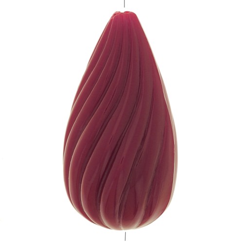 Perle poire torsadée en résine opaque 26x14 mm - Bordeaux x1