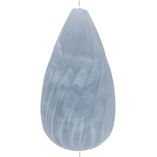 Perle poire torsadée en résine opaque 26x14 mm - Bleu gris marbré x1
