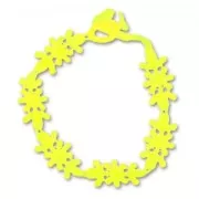 Bracelet brodé petites fleurs 14,5 mm Jaune Fluo x1