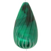 Perle poire torsadée en résine opaque 26x14 mm - Vert foncé marbré x1
