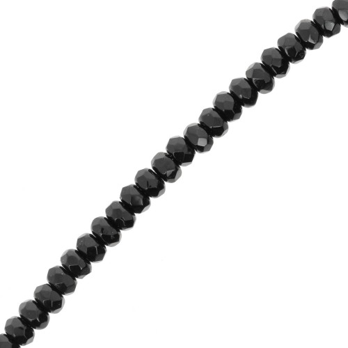 Perles rondelles facettées 4x2.5 mm - Jet x12.5cm