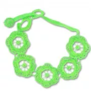 Bracelet brodé grosses fleurs 22 mm Vert Fluo x1