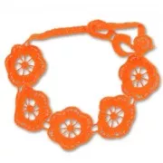 Bracelet brodé grosses fleurs 22 mm Orange Fluo x1