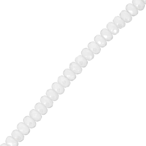 Perles rondes aplaties facettées 4x2.5 mm - Opaque White Luster x12.5cm