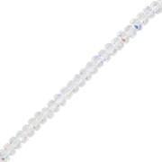 Perles rondes aplaties facettées 4x2.5 mm - Crystal AB x12.5cm