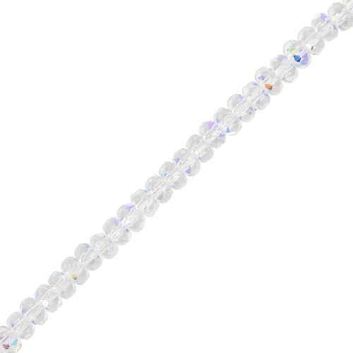 Perles rondes aplaties facettées 4x2.5 mm - Crystal AB x12.5cm