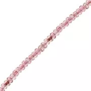Perles rondes aplaties facettées 4x2.5 mm - Luster Rose x12.5cm