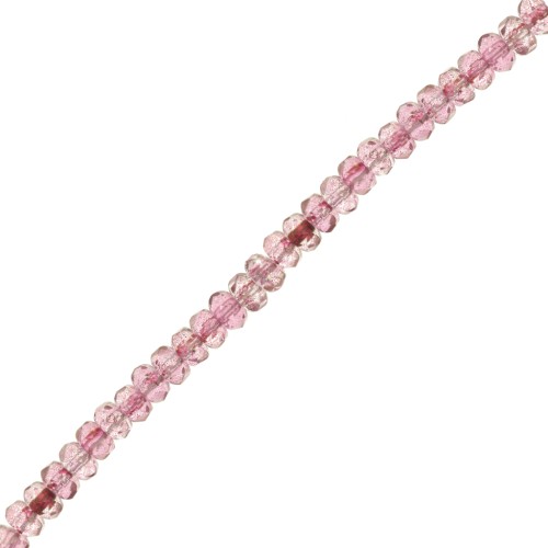 Perles rondelles facettées 4x2.5 mm - Luster Rose x12.5cm